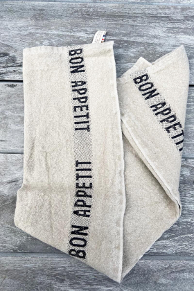 Tea Towel Bon Appetit, Linen & Black