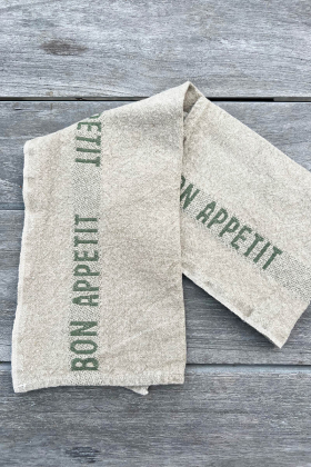 Tea Towel Bon Appetit, Kaki & Linen