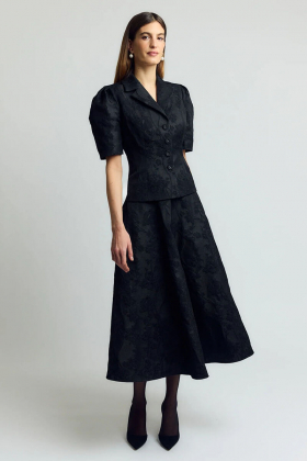 Leea Skirt, Black Brocade