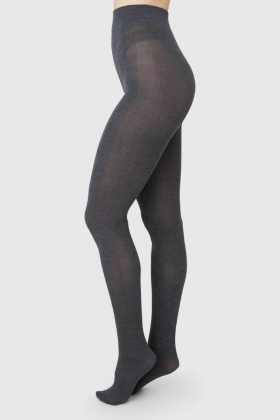 Ylva Fishbone Wool Tights, Anthracite