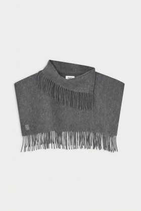 Turtla wool fringe bib, Dark grey melange