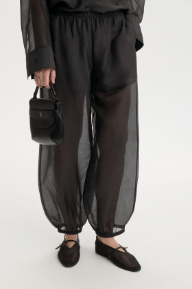 Lumas silk organza trousers, Black