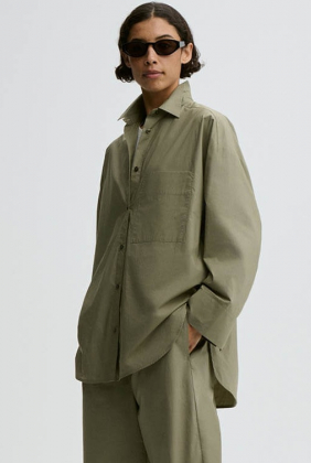 Derris organic cotton shirt, Deep lichen green