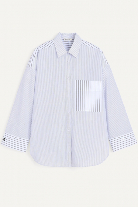 Derris organic cotton shirt, Black white mix stripe