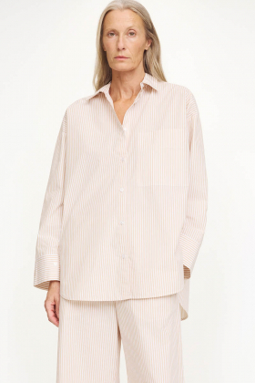 Derris organic cotton shirt, Dark sand stripe