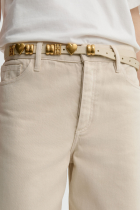 Ounlas Leather Belt, Vanilla Cream