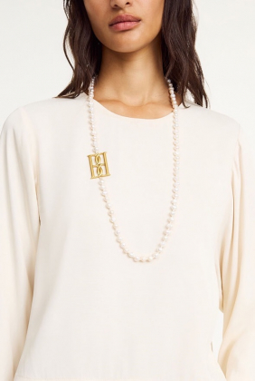 Chakallo Monogram Necklace, Soft White