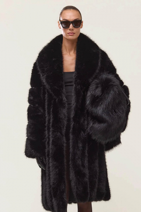 Hepburn coat in Faux fur, Black