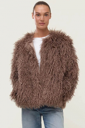 Shelly Faux Fur Jacket, Brown