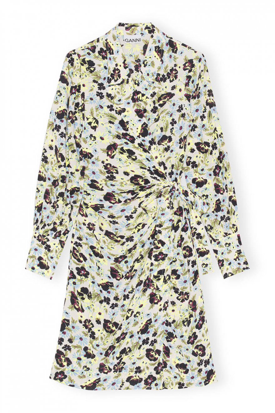 Ganni wrap shop dress egret