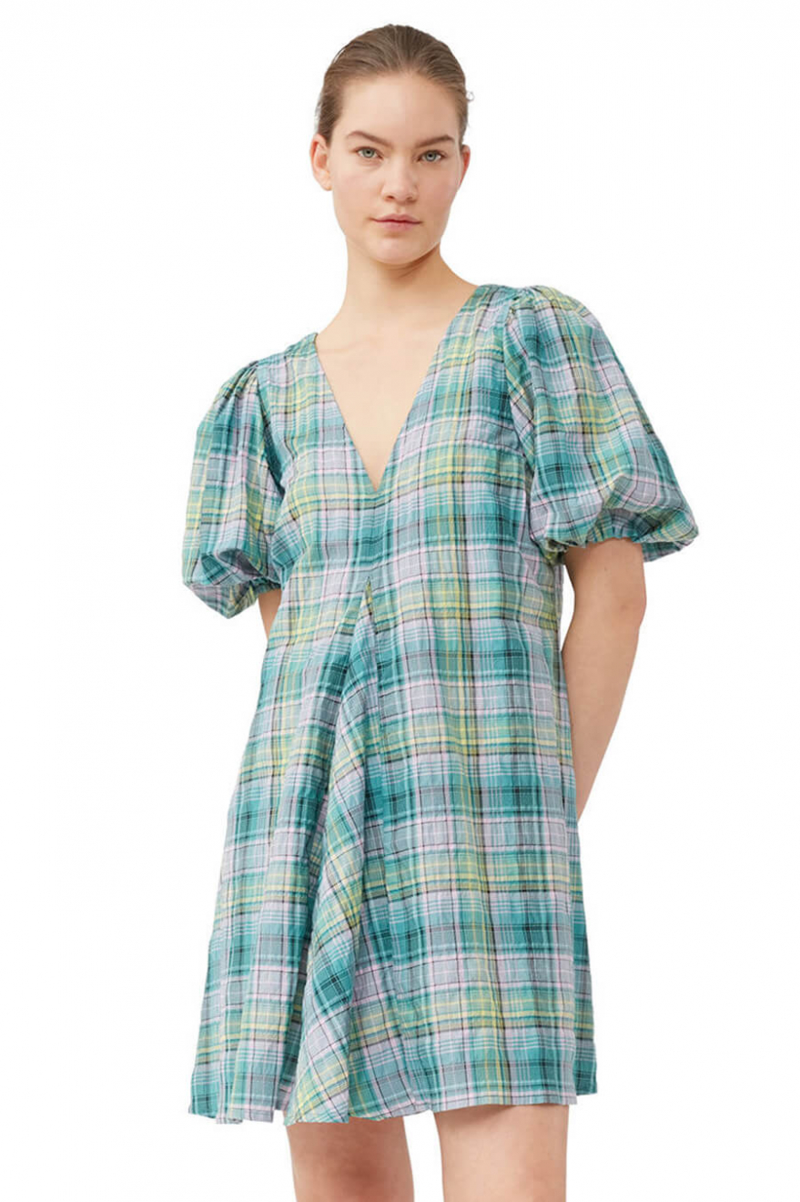 Seersucker check dress clearance ganni