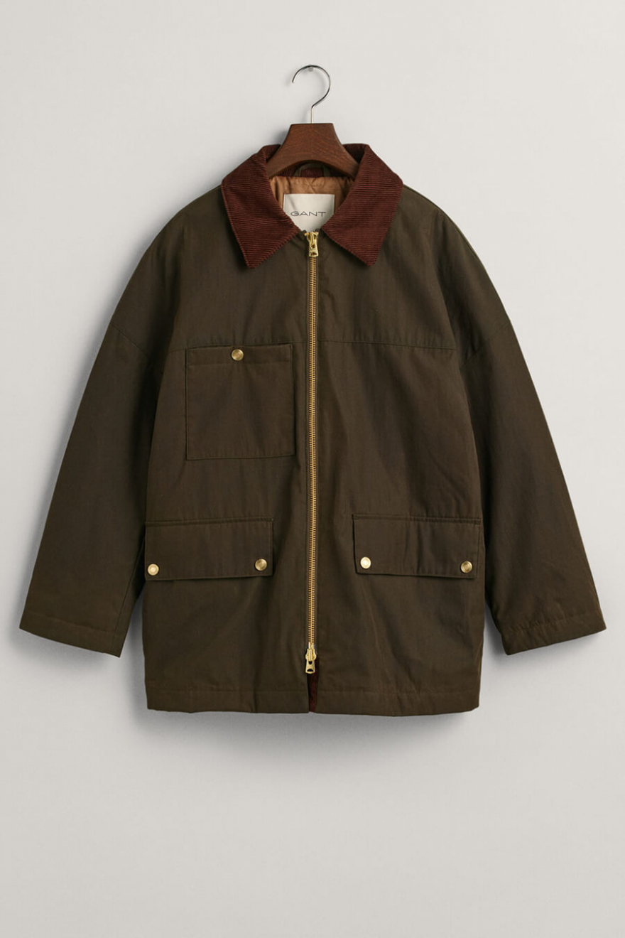 GANT Waxed Mid Length Jacket Dark Cactus Outdoor jackets