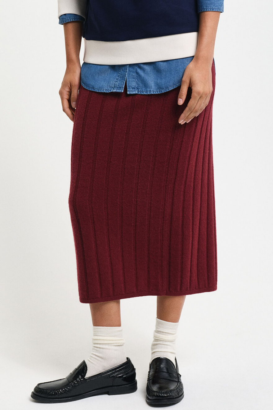 GANT Wide Ribbed Wool Skirt Plumped Red Skirts For her Elin Maria