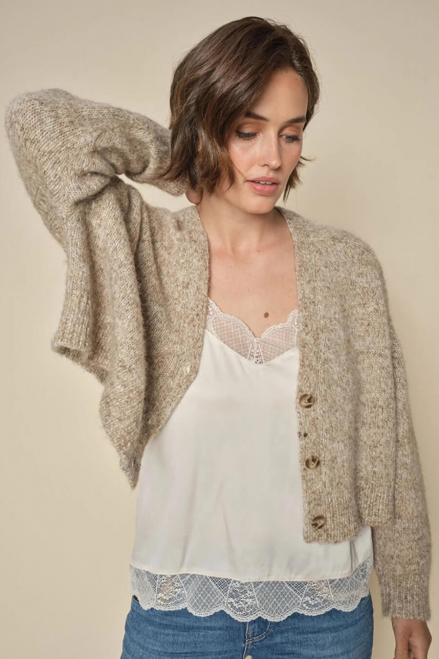 【IONSEOUL】Referred Wool Round Cardigan 5FM0164 CIRCLE-CUT MERINO WOOL CARDIGAN - GREY MÉLANGE | COS