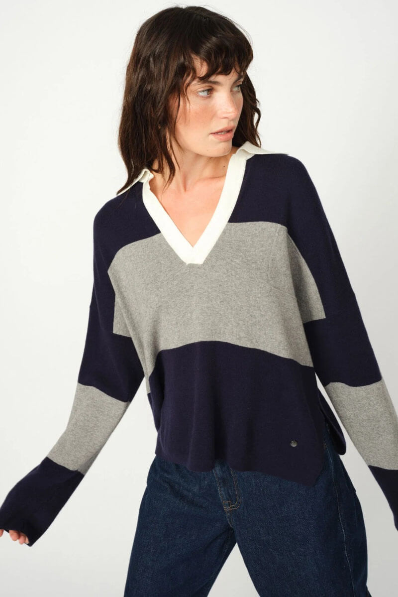 MOS MOSH | Wylie Tani Bold Stripe Knit, Maritime Blue