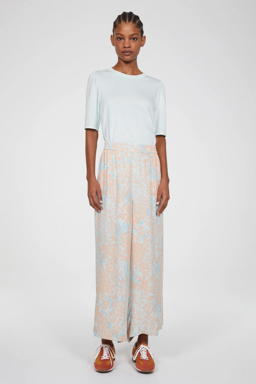 RODEBJER, Sigrid Twill Flower Pants, Ocean Mint