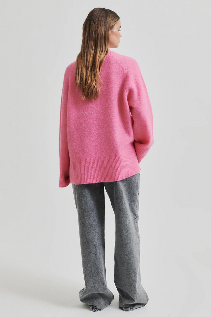 SECOND FEMALE | Roy Knit Raglan O-Neck, Pink Cosmos