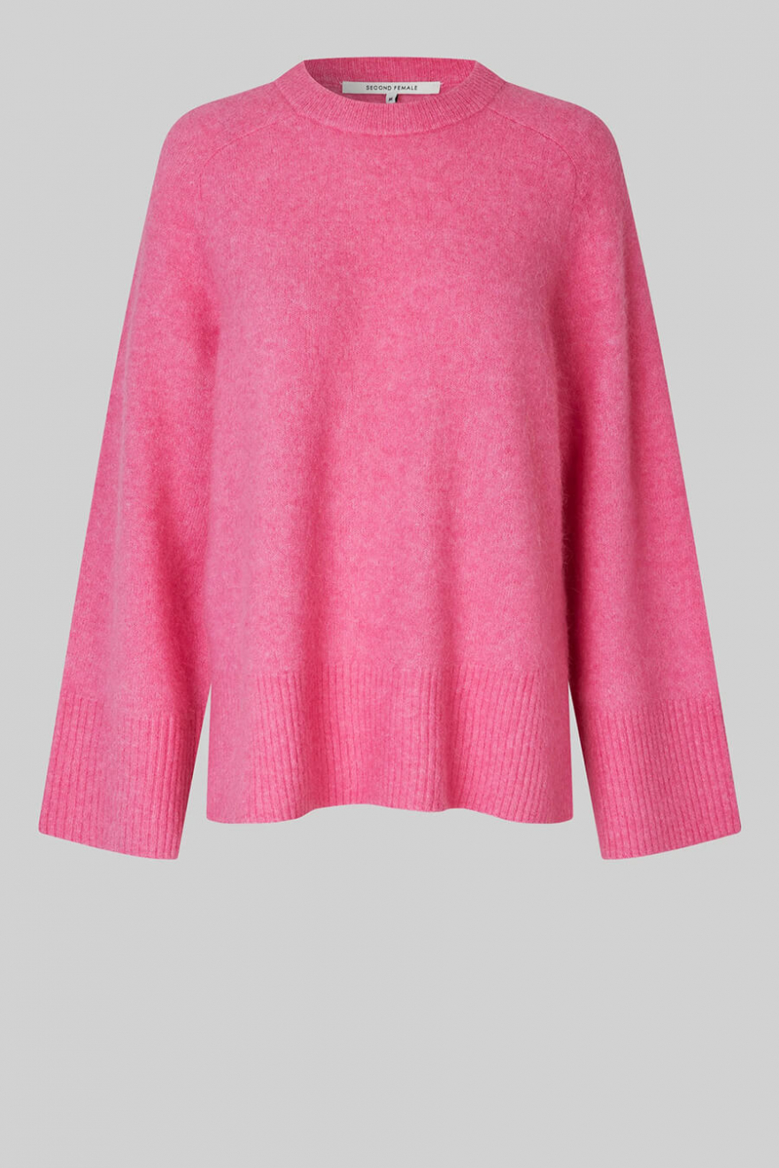 SECOND FEMALE | Roy Knit Raglan O-Neck, Pink Cosmos