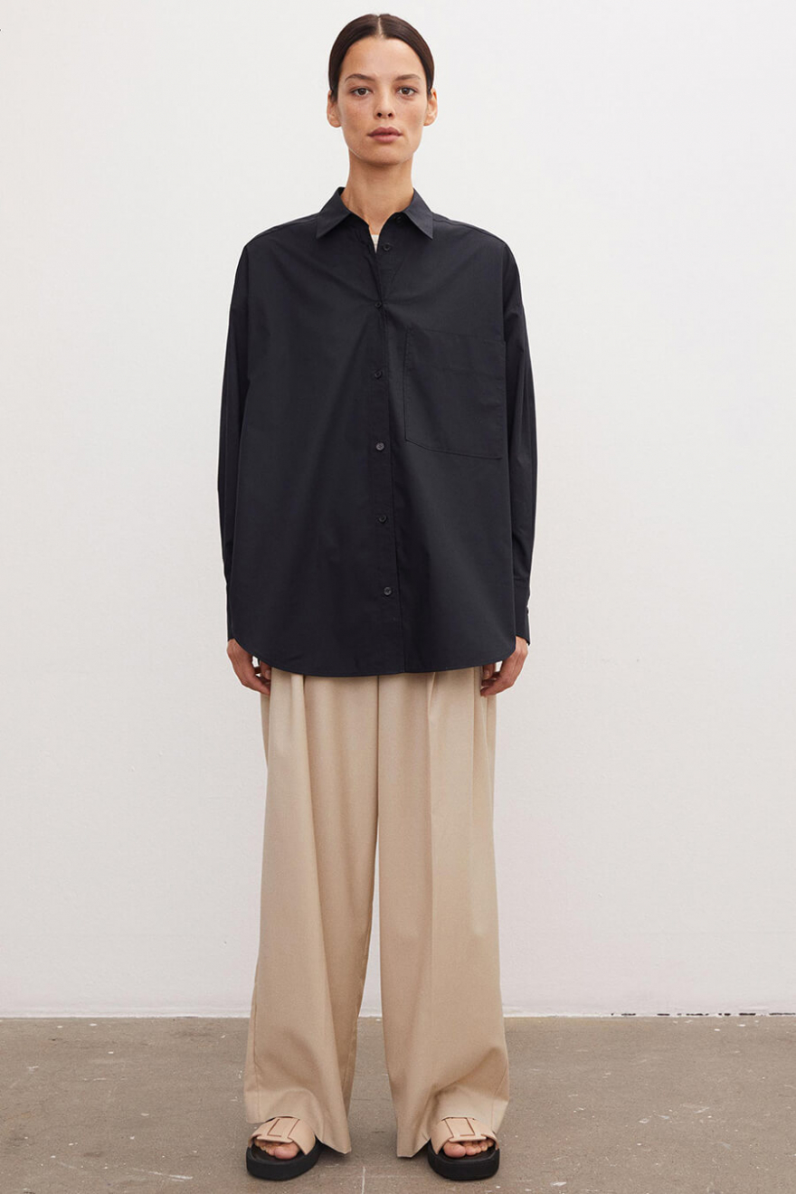 BY MALENE BIRGER Derris Organic Cotton Shirt Black Shirts